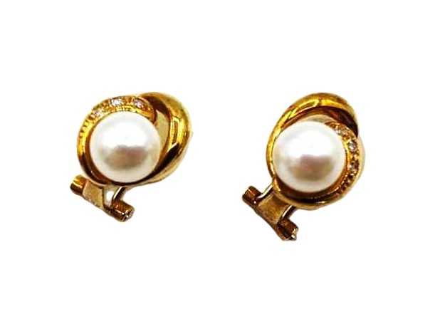 宝石買取 K18 パール ダイヤモンド イヤリング